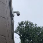 Security Camera installed seen from the side and below