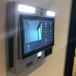 Butterfly intercom touch screen control panel shown installed